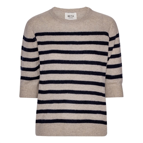 BETA STUDIOS BIANCA STRIPED LADY SLEEVE MELANGE/NAVY